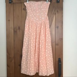 Vintage Strapless Ditsy Floral Midi Dress